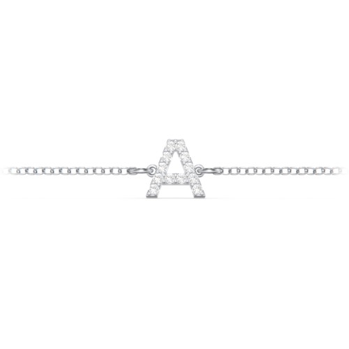 Pavé Initial Bracelet - A – Sterling Silver with White Premium Zirconia