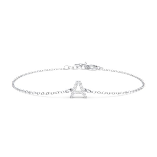 Pavé Initial Bracelet - A – Sterling Silver with Diamond
