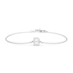 Pavé Initial Bracelet - B in 925 Sterling Silver with White Premium Zirconia