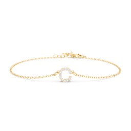 Pavé Initial Bracelet - C in 18K Gold Plated Silver with White Premium Zirconia
