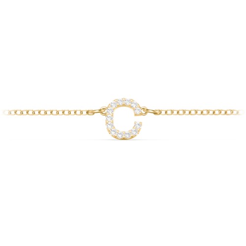 Pavé Initial Bracelet - C – 18K Gold Plated Silver with White Premium Zirconia