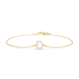 Pavé Initial Bracelet - D in 18K Gold Plated Silver with White Premium Zirconia
