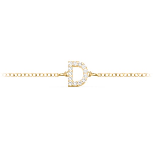 Pavé Initial Bracelet - D – 18K Gold Plated Silver with White Premium Zirconia