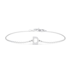 Pavé Initial Bracelet - D – Sterling Silver with White Premium Zirconia