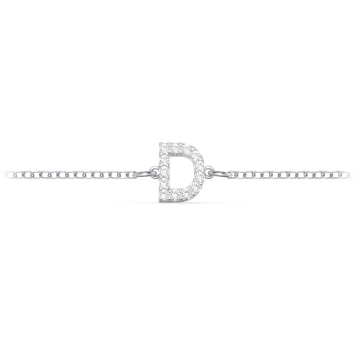 Pavé Initial Bracelet - D – Sterling Silver with White Premium Zirconia