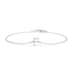 Pavé Initial Bracelet - F – 18K Gold Plated Silver with White Premium Zirconia