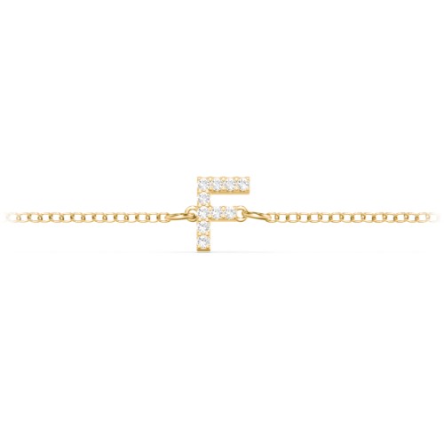 Pavé Initial Bracelet - F – 18K Gold Plated Silver with White Premium Zirconia