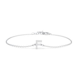 Pavé Initial Bracelet - F in 925 Sterling Silver with White Premium Zirconia