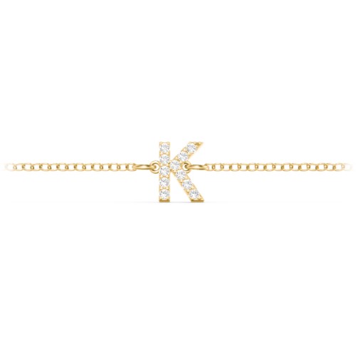 Pavé Initial Bracelet - K – 18K Gold Plated Silver with White Premium Zirconia
