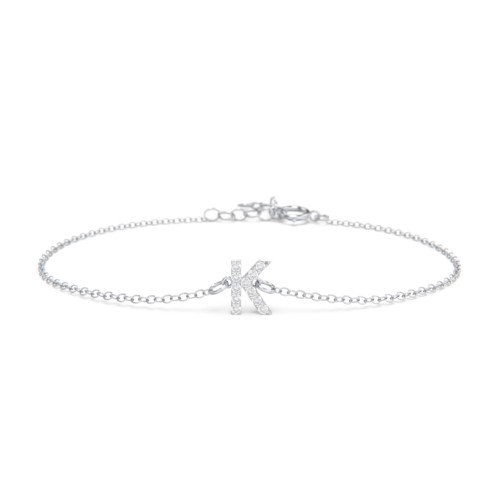 Pavé Initial Bracelet - K – Sterling Silver with White Premium Zirconia