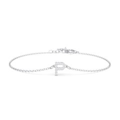 Pavé Initial Bracelet - P – 18K Gold Plated Silver with White Premium Zirconia