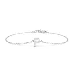 Pavé Initial Bracelet - P in 925 Sterling Silver with White Premium Zirconia