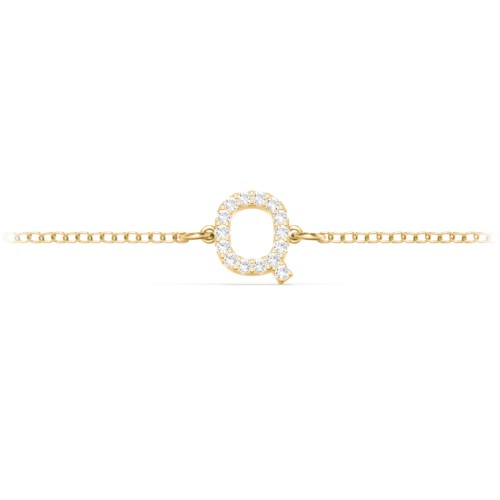 Pavé Initial Bracelet - Q – 18K Gold Plated Silver with White Premium Zirconia