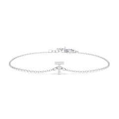 Pavé Initial Bracelet - T – 18K Gold Plated Silver with White Premium Zirconia