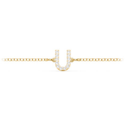 Pavé Initial Bracelet - U – 18K Gold Plated Silver with White Premium Zirconia