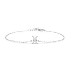 Pavé Initial Bracelet - X – 18K Gold Plated Silver with White Premium Zirconia
