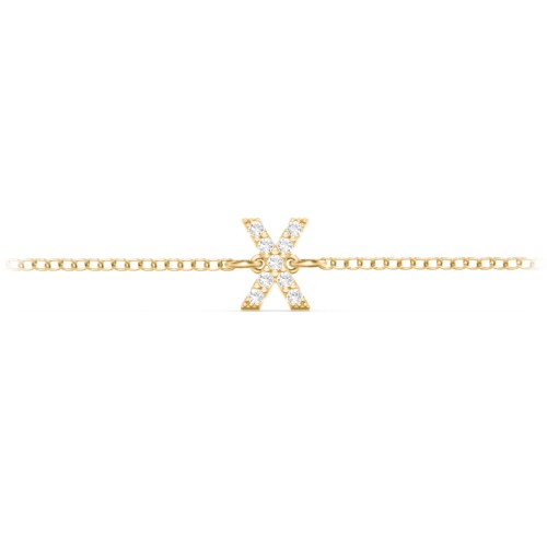 Pavé Initial Bracelet - X – 18K Gold Plated Silver with White Premium Zirconia