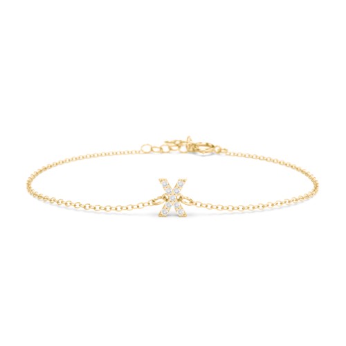 Pavé Initial Bracelet - X – 18K Gold Plated Silver with White Premium Zirconia