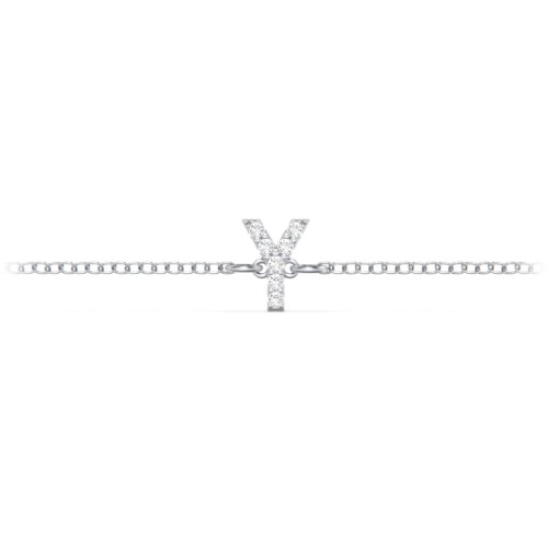 Pavé Initial Bracelet - Y – Sterling Silver with White Premium Zirconia
