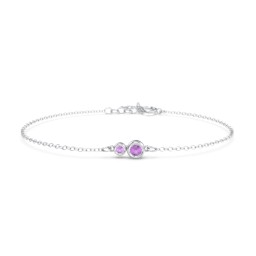 Generations 2-Stone Bezel Set Mother's Bracelet in 925 Sterling Silver with Amethyst