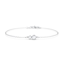 Generations 2-Stone Bezel Set Mother's Bracelet in 925 Sterling Silver with Diamond