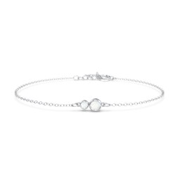 Generations 2-Stone Bezel Set Mother's Bracelet in 925 Sterling Silver with Opal