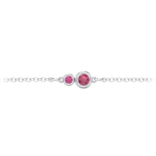 Generations 2-Stone Bezel Set Mother's Bracelet – Sterling Silver with Ruby