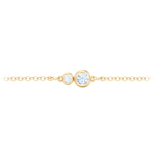 Generations 2-Stone Bezel Set Mother's Bracelet – 10K Yellow Gold with Aquamarine