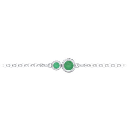 Generations 2-Stone Bezel Set Mother's Bracelet – Sterling Silver with Emerald