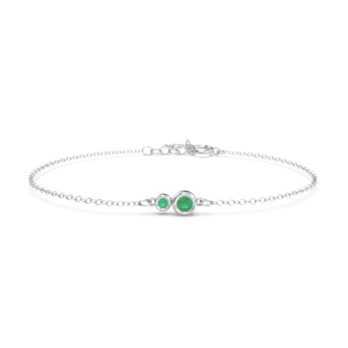 Generations 2-Stone Bezel Set Mother's Bracelet – Sterling Silver with Emerald