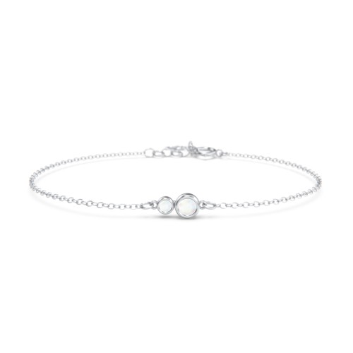 Generations 2-Stone Bezel Set Mother's Bracelet – Sterling Silver with Opal