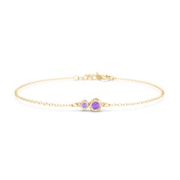 Generations 2-Stone Bezel Set Mother's Bracelet in 18K Gold Plated Silver with Amethyst