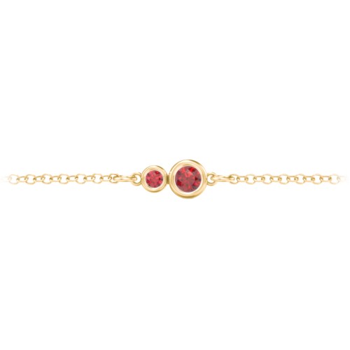 Generations 2-Stone Bezel Set Mother's Bracelet – 18K Gold Plated Silver with Garnet