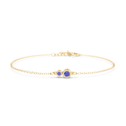 Generations 2-Stone Bezel Set Mother's Bracelet – 18K Gold Plated Silver with Blue Sapphire