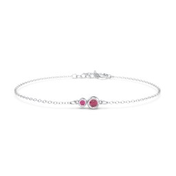 Generations 2-Stone Bezel Set Mother's Bracelet in 925 Sterling Silver with Ruby