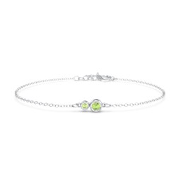 Generations 2-Stone Bezel Set Mother's Bracelet in 925 Sterling Silver with Peridot