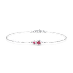 Generations 2-Stone Bezel Set Mother's Bracelet in 925 Sterling Silver with Ruby