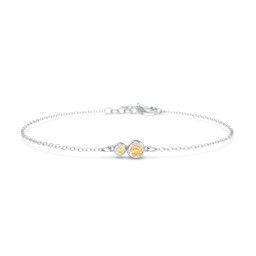 Generations 2-Stone Bezel Set Mother's Bracelet in 925 Sterling Silver with Citrine