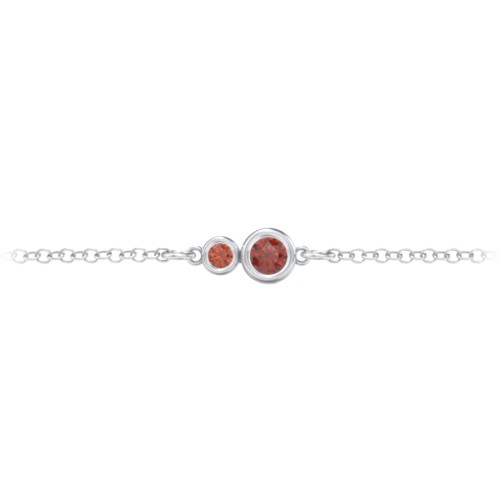 Generations 2-Stone Bezel Set Mother's Bracelet – Sterling Silver with Garnet