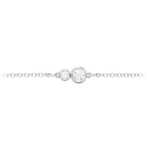 Generations 2-Stone Bezel Set Mother's Bracelet – Sterling Silver with Cubic Zirconia