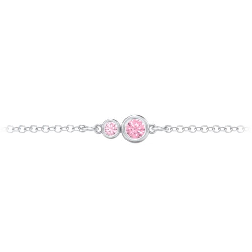 Generations 2-Stone Bezel Set Mother's Bracelet – Sterling Silver with Pink Tourmaline