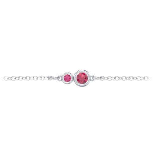 Generations 2-Stone Bezel Set Mother's Bracelet – Sterling Silver with Ruby