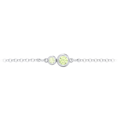 Generations 2-Stone Bezel Set Mother's Bracelet – Sterling Silver with Peridot