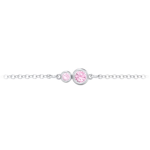 Generations 2-Stone Bezel Set Mother's Bracelet – Sterling Silver with Pink Tourmaline