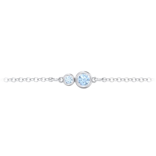 Generations 2-Stone Bezel Set Mother's Bracelet – Sterling Silver with Blue Topaz
