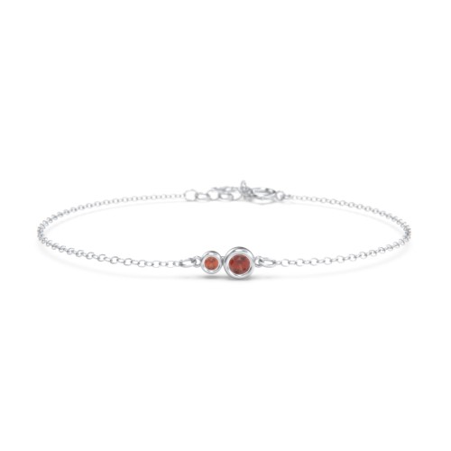 Generations 2-Stone Bezel Set Mother's Bracelet – Sterling Silver with Garnet