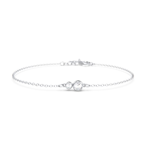 Generations 2-Stone Bezel Set Mother's Bracelet – Sterling Silver with Cubic Zirconia
