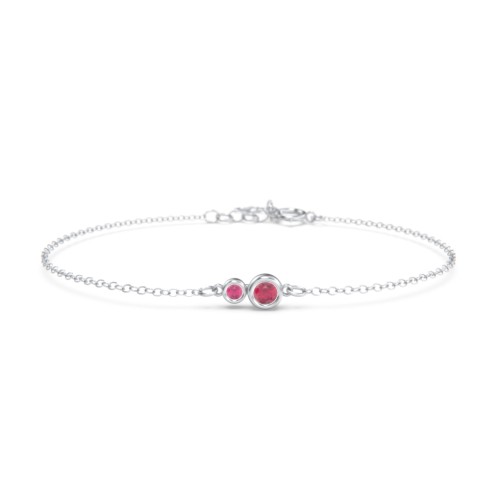 Generations 2-Stone Bezel Set Mother's Bracelet – Sterling Silver with Ruby