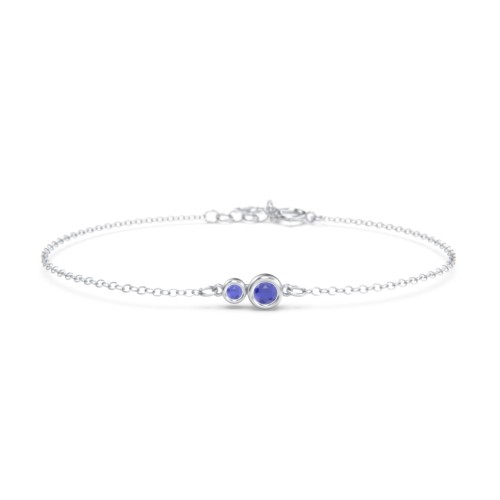 Generations 2-Stone Bezel Set Mother's Bracelet – Sterling Silver with Blue Sapphire