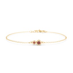 Generations 2-Stone Bezel Set Mother's Bracelet in 10K Solid Yellow Gold with Garnet